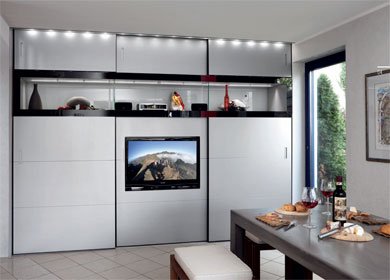 Wohnzimmerschrank Indiva mit Schiebetürelementen